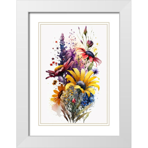 Watercolor Wildflowers 21 White Modern Wood Framed Art Print with Double Matting by Heere, Ray