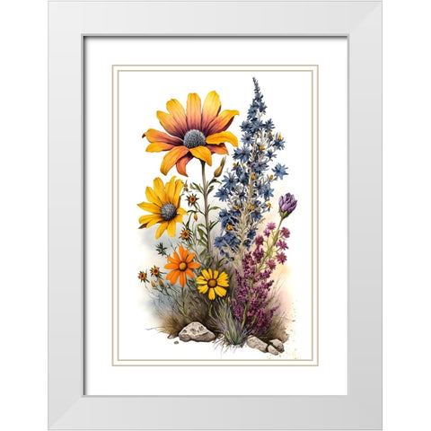 Watercolor Wildflowers 23 White Modern Wood Framed Art Print with Double Matting by Heere, Ray