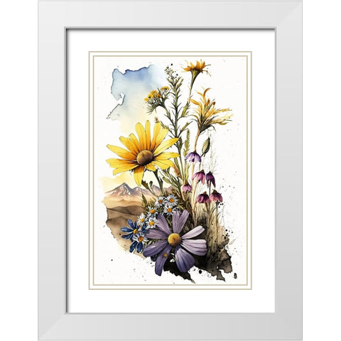 Watercolor Wildflowers 24 White Modern Wood Framed Art Print with Double Matting by Heere, Ray