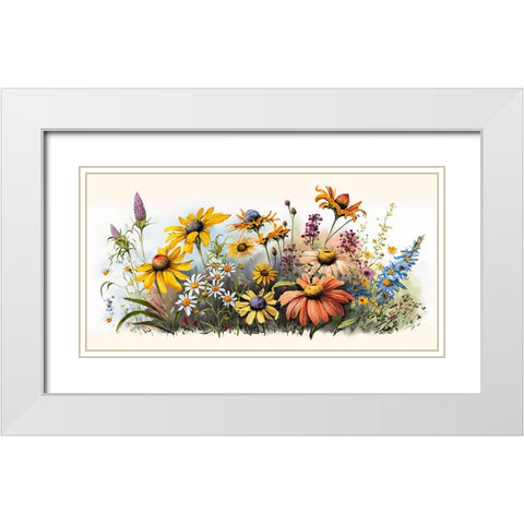 Watercolor Wildflowers 25 White Modern Wood Framed Art Print with Double Matting by Heere, Ray