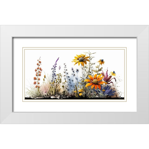 Watercolor Wildflowers 28 White Modern Wood Framed Art Print with Double Matting by Heere, Ray