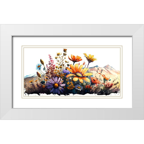 Watercolor Wildflowers 29 White Modern Wood Framed Art Print with Double Matting by Heere, Ray