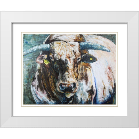Big Bull White Modern Wood Framed Art Print with Double Matting by Gould, Renee