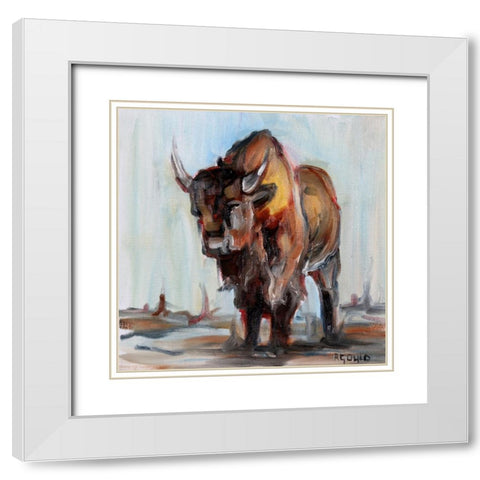 Buffalo White Modern Wood Framed Art Print with Double Matting by Gould, Renee