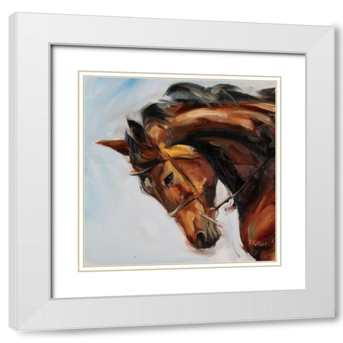Charging On White Modern Wood Framed Art Print with Double Matting by Gould, Renee