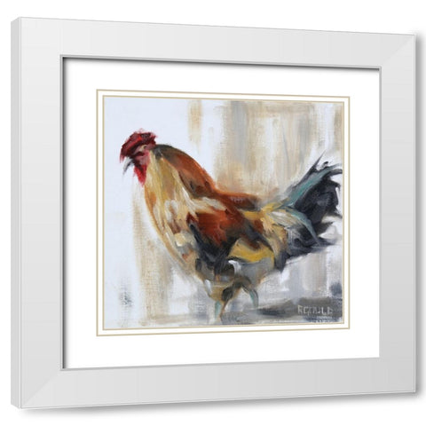 Chicken 2 White Modern Wood Framed Art Print with Double Matting by Gould, Renee