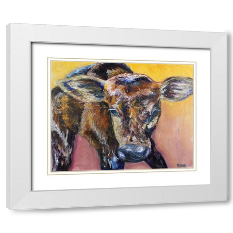 First Calf of the Year White Modern Wood Framed Art Print with Double Matting by Gould, Renee