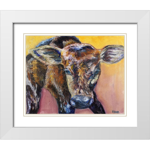 First Calf of the Year White Modern Wood Framed Art Print with Double Matting by Gould, Renee