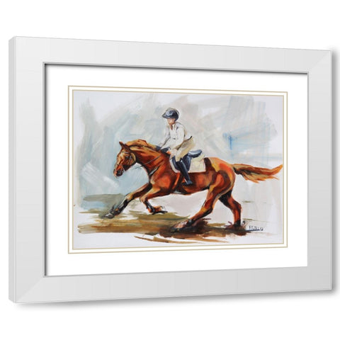 Galloping White Modern Wood Framed Art Print with Double Matting by Gould, Renee