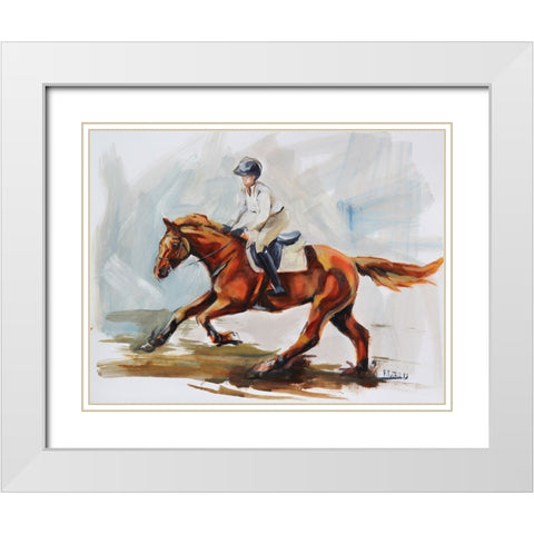 Galloping White Modern Wood Framed Art Print with Double Matting by Gould, Renee