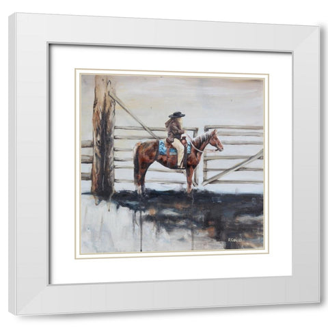 Gate Girl White Modern Wood Framed Art Print with Double Matting by Gould, Renee