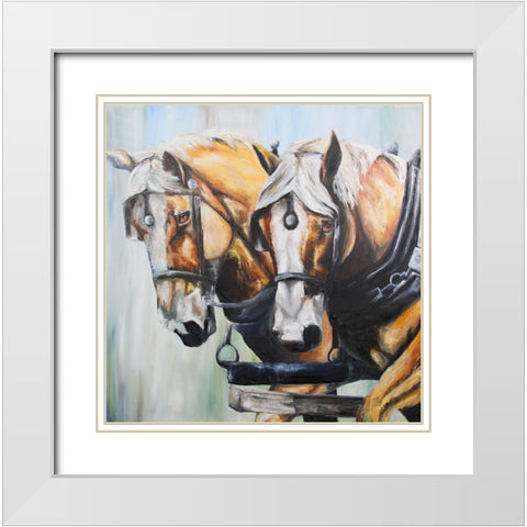 Golden Boys White Modern Wood Framed Art Print with Double Matting by Gould, Renee