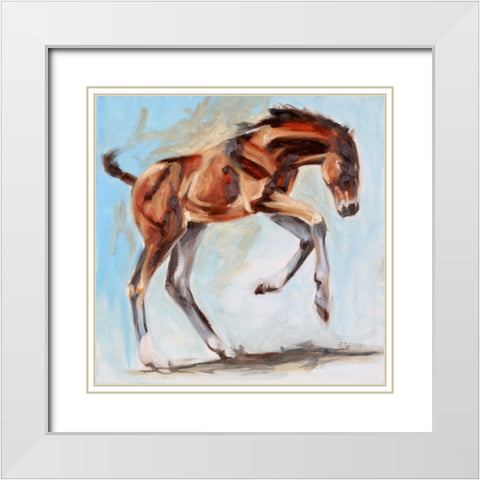 Leaps, Bounds White Modern Wood Framed Art Print with Double Matting by Gould, Renee
