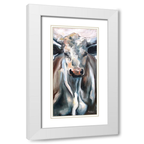 Lil Blue White Modern Wood Framed Art Print with Double Matting by Gould, Renee