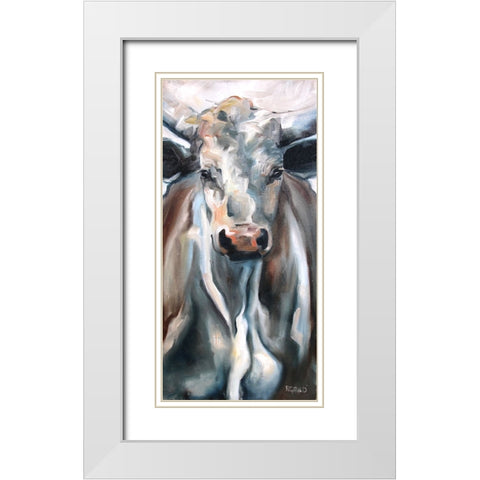 Lil Blue White Modern Wood Framed Art Print with Double Matting by Gould, Renee