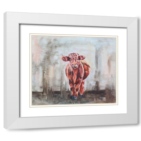 Little Red White Modern Wood Framed Art Print with Double Matting by Gould, Renee
