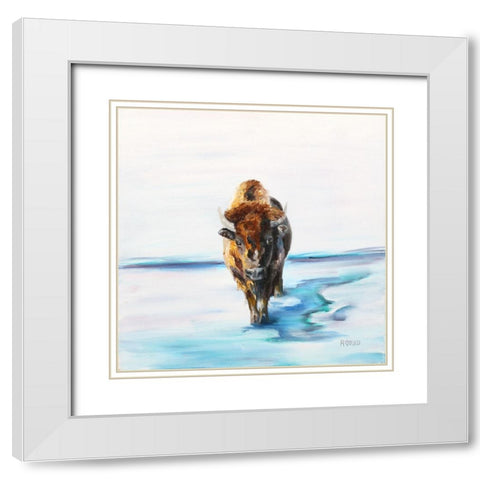 Snowman White Modern Wood Framed Art Print with Double Matting by Gould, Renee
