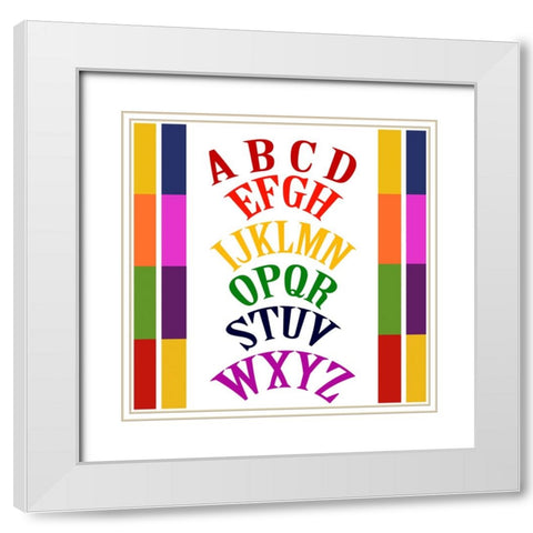 Rainbow Alphabet-1 White Modern Wood Framed Art Print with Double Matting by Homawoo, Richard