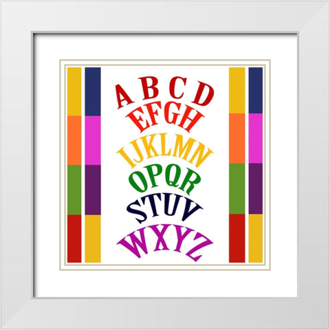 Rainbow Alphabet-1 White Modern Wood Framed Art Print with Double Matting by Homawoo, Richard