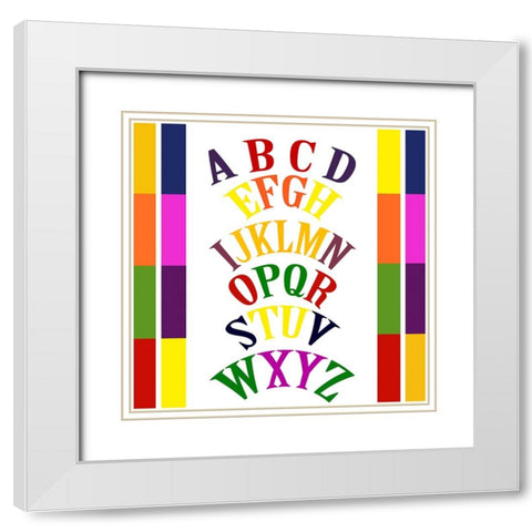 Rainbow Alphabet-3 White Modern Wood Framed Art Print with Double Matting by Homawoo, Richard