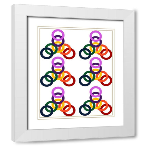 Rainbow Circles-6 White Modern Wood Framed Art Print with Double Matting by Homawoo, Richard