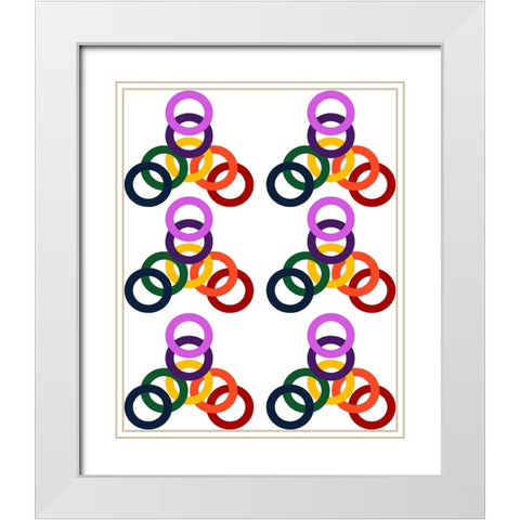 Rainbow Circles-6 White Modern Wood Framed Art Print with Double Matting by Homawoo, Richard