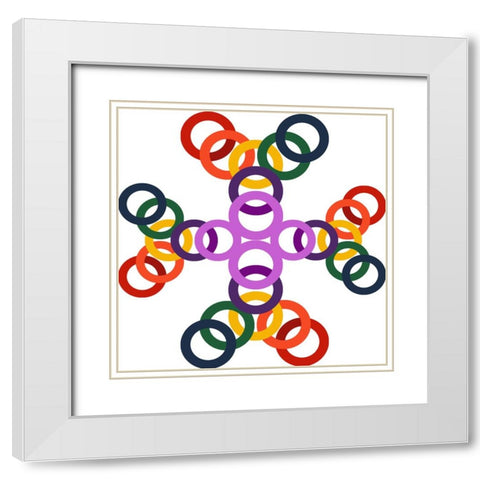 Rainbow Circles-11 White Modern Wood Framed Art Print with Double Matting by Homawoo, Richard