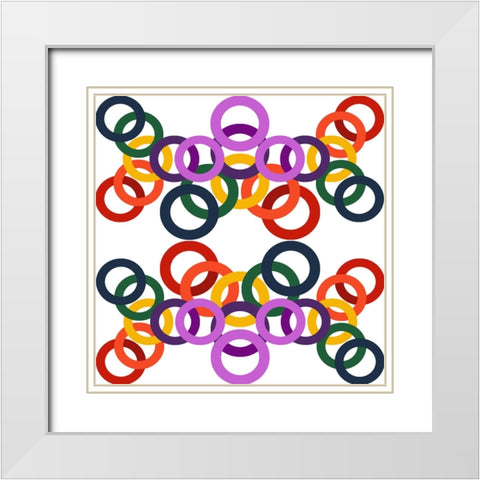 Rainbow Circles-12 White Modern Wood Framed Art Print with Double Matting by Homawoo, Richard