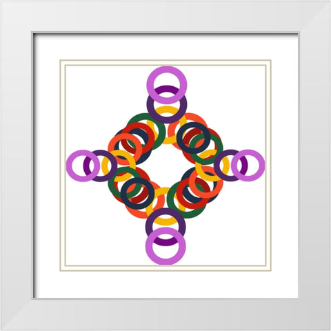 Rainbow Circles-13 White Modern Wood Framed Art Print with Double Matting by Homawoo, Richard