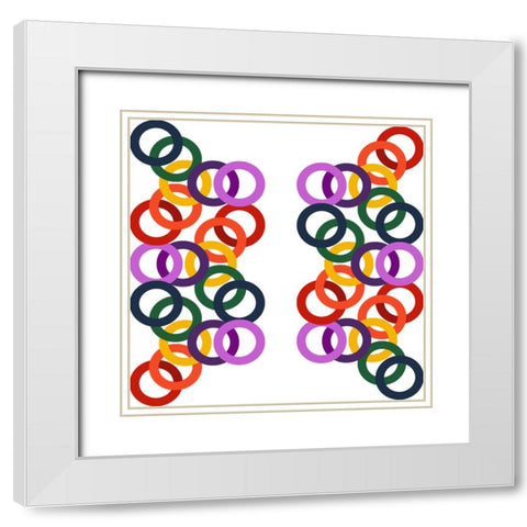 Rainbow Circles-15 White Modern Wood Framed Art Print with Double Matting by Homawoo, Richard