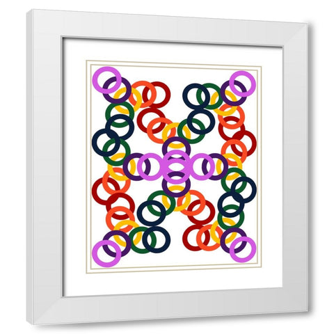 Rainbow Circles-18 White Modern Wood Framed Art Print with Double Matting by Homawoo, Richard