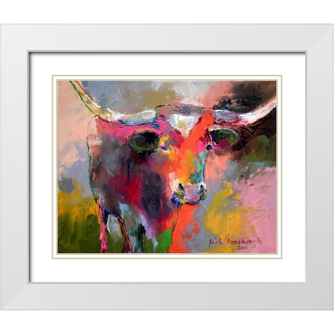 Texas Longhorn White Modern Wood Framed Art Print with Double Matting by Wallich, Richard