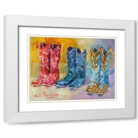 Cowboy Boots White Modern Wood Framed Art Print with Double Matting by Wallich, Richard