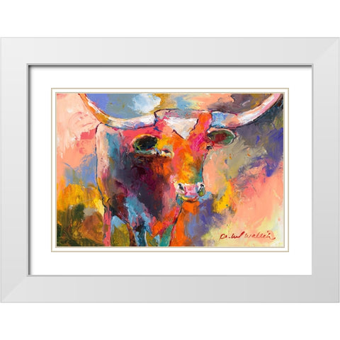 Steer White Modern Wood Framed Art Print with Double Matting by Wallich, Richard