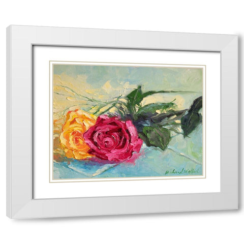 Roses 1 White Modern Wood Framed Art Print with Double Matting by Wallich, Richard