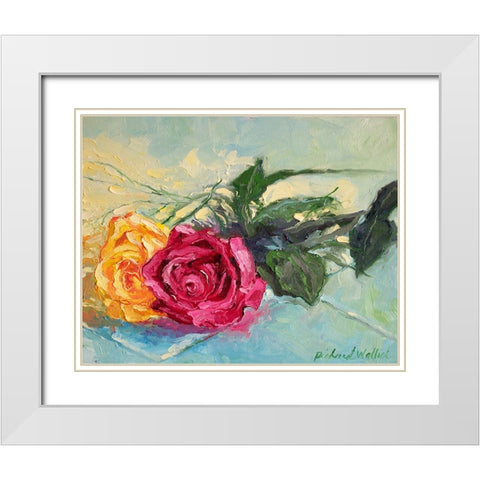Roses 1 White Modern Wood Framed Art Print with Double Matting by Wallich, Richard