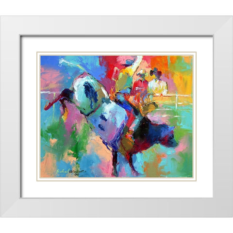 Bull Riding White Modern Wood Framed Art Print with Double Matting by Wallich, Richard