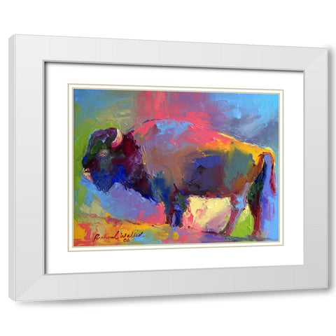 Buffalo White Modern Wood Framed Art Print with Double Matting by Wallich, Richard