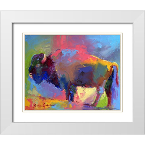 Buffalo White Modern Wood Framed Art Print with Double Matting by Wallich, Richard