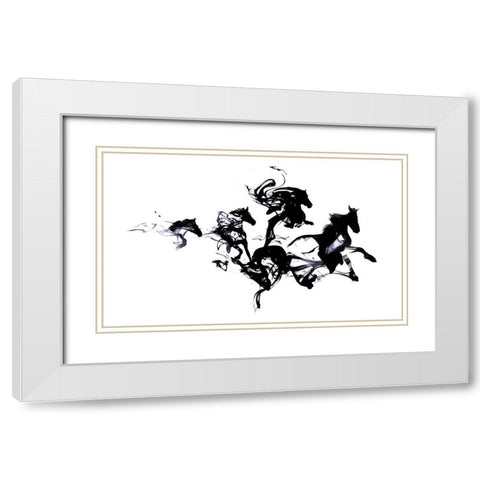 Black Horses White Modern Wood Framed Art Print with Double Matting by Farkas, Robert