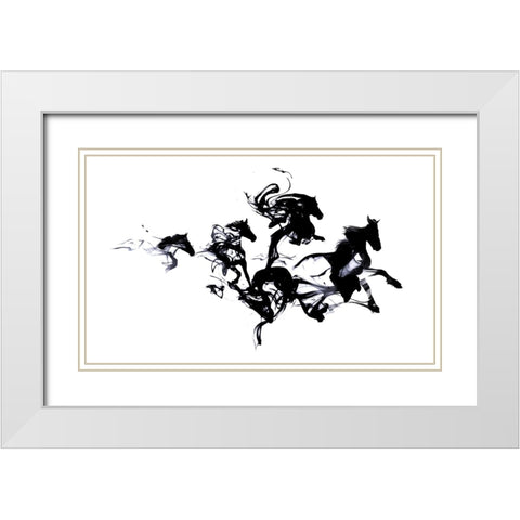 Black Horses White Modern Wood Framed Art Print with Double Matting by Farkas, Robert
