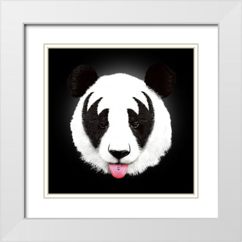 Kiss Of A Panda White Modern Wood Framed Art Print with Double Matting by Farkas, Robert
