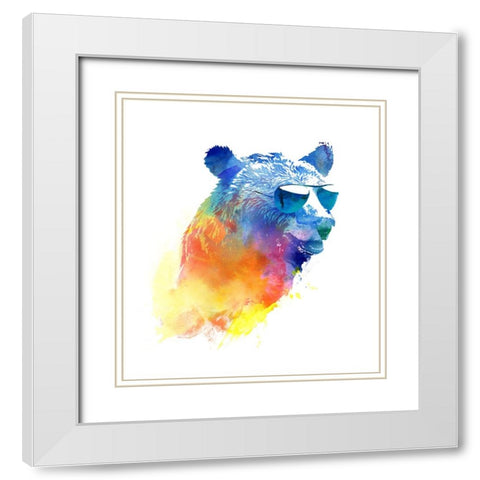 Sunny Bear 2 White Modern Wood Framed Art Print with Double Matting by Farkas, Robert