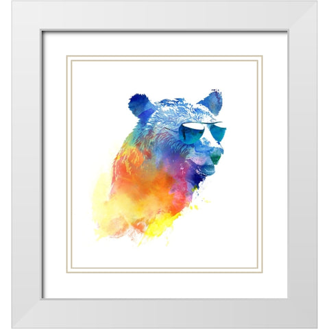 Sunny Bear 2 White Modern Wood Framed Art Print with Double Matting by Farkas, Robert