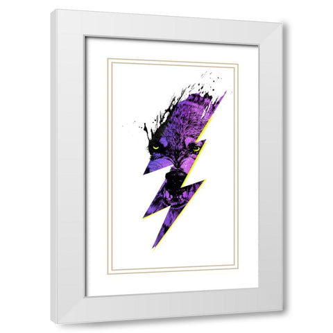 Thunderwolf Alpha White Modern Wood Framed Art Print with Double Matting by Farkas, Robert