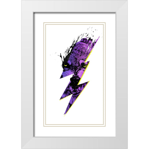 Thunderwolf Alpha White Modern Wood Framed Art Print with Double Matting by Farkas, Robert