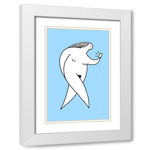 Chubby Selfie 2 White Modern Wood Framed Art Print with Double Matting by Farkas, Robert