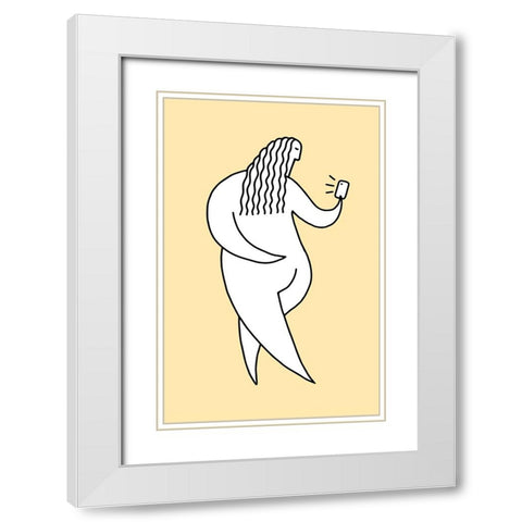 Chubby Selfie 3 White Modern Wood Framed Art Print with Double Matting by Farkas, Robert
