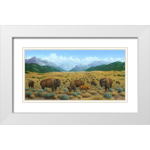 The Bison Trail White Modern Wood Framed Art Print with Double Matting by Wavra, Robert