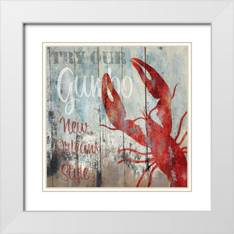 New Orleans Seafood I White Modern Wood Framed Art Print with Double Matting by Sasha